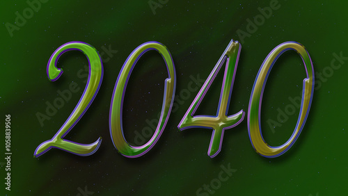 3D green with blue border design of number 2040 on green background.