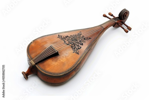 Russian string instrument balalaika on white background