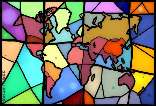 Stained Glass Map A stylized stained glass inspired map with col