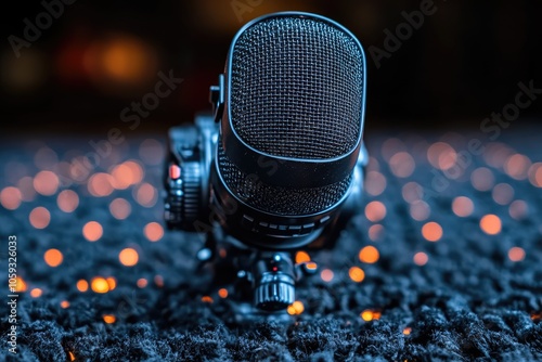 A Close-Up of a Black Microphone with a Grid Pattern