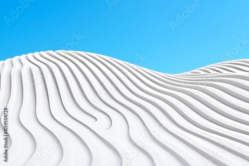 Wavy surface of firn field with perfect abstract texture of winter snow and mounds of frozen blue snow.