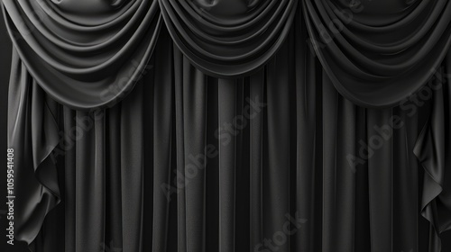 Black background with curtain or drapes