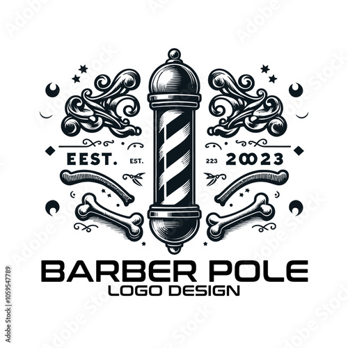 Barber Pole Vector Logo Design