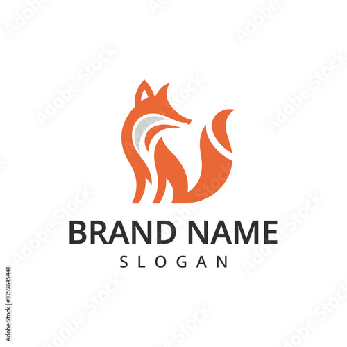 Fox Animal Modern logo Design Template, fox icon illustration