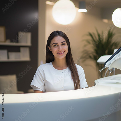 Recepcionista de consultorio medico asiste a los medicos y odontologos para recibir sus pacientes