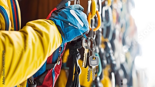 Locker Ritual: A lifter stows their chalk bag, keys, and wrist straps. 