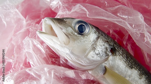 Fish with Plastic Debris in Stomach Symbolizing Pollution