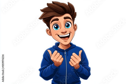 a 2D cartoon illustration of a teacher clapping to congratulate students positive and encouraging white background