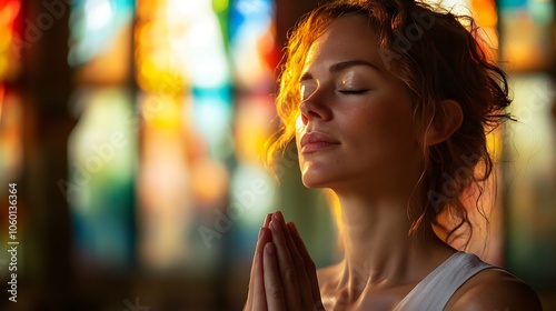  Prayer, christian and thinking with black woman in church for worship, holy spirit and spirituality. Praying, ai generated and connection with person and faith traditions, mindfulness or Christianity