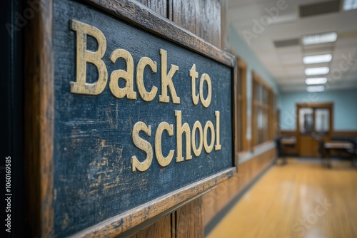 Back to school sign hanging on a classroom door indicating the start of the academic year