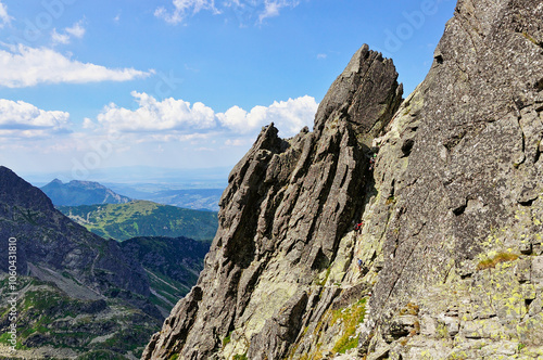 wspinanie, góry, szczyty, tatry, turyści, wysokość, sport ekstremalny, turystyka wysokogórska, wysokość, odwaga, krajobraz