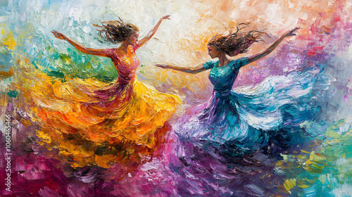 Celebrating Motion: A Colorful Dance Rhapsody Capturing the Essence of Energy and Joy