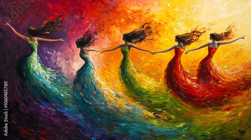 Celebrating Motion: A Colorful Dance Rhapsody Capturing the Essence of Energy and Joy