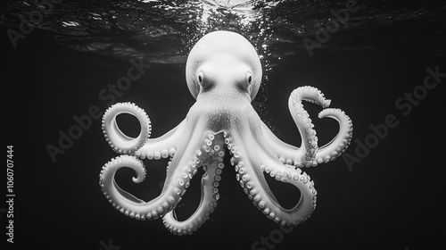 Black and White Octopus Underwater Photography