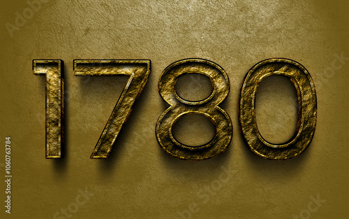 3D dark golden number design of 1780 on cracked golden background.