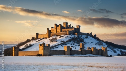 Majestic Castle on Snowy Hill