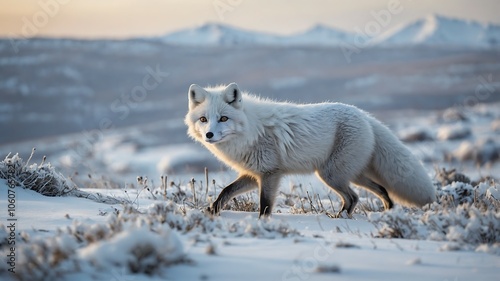 Arctic Fox in Snowy Landscape