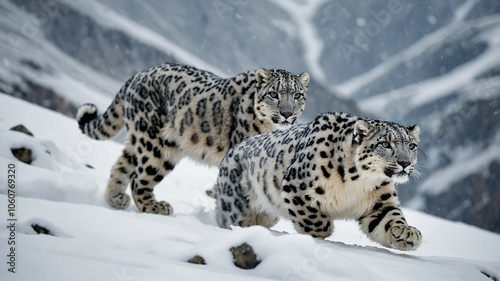 Snow Leopard in Mountain Landscape