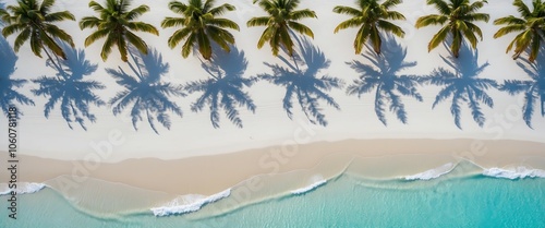 Aerial View of Palm Trees on Tropical Beach