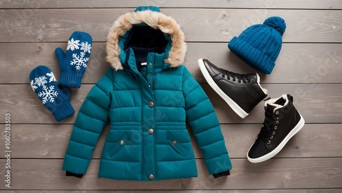 Winter Outfit with Teal Jacket and Accessories