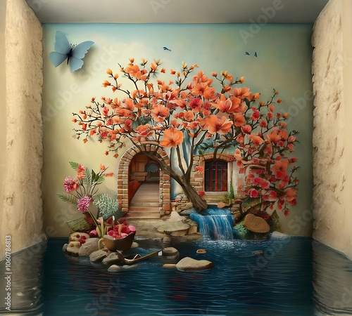 home wall flower design ai colorful