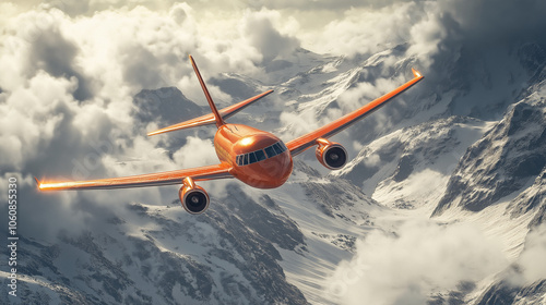 A beautiful aero plane flying over mountainr.