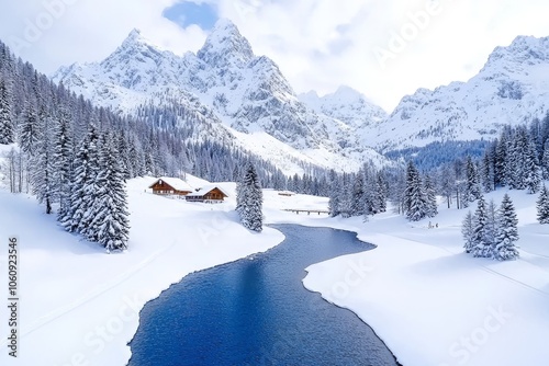 National Park of Gran Paradiso (Italy) winter landscape