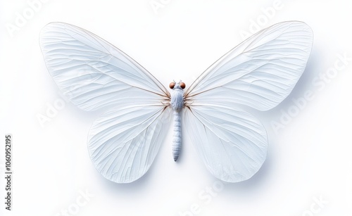 Against a white background, a pair of cicada wings can be seen