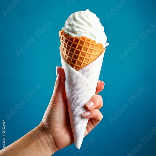 Hand holding an ice cream cone