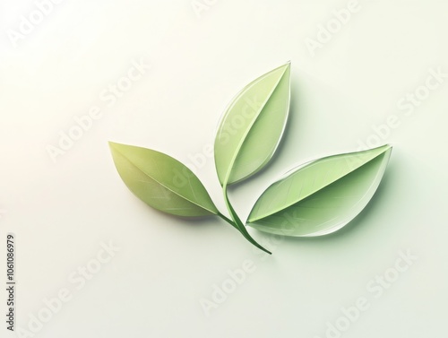 A set of three green leaves that convey a sense of nature, organic simplicity and freshness.