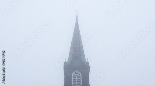 Mysterious Church Spire in the Fog