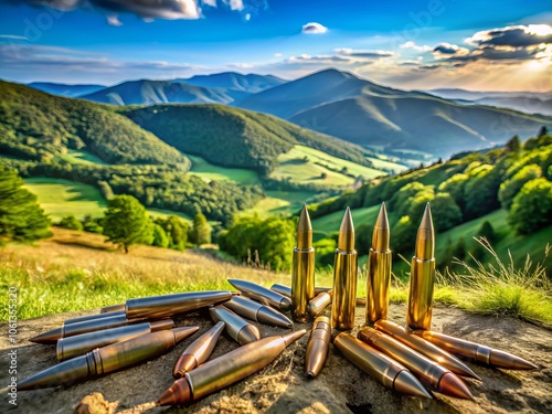 Air Rifle Bullets in Metal: A Documentary Photography Exploration of Their Impact on Landscapes and Nature, Capturing the Essence of Precision Shooting and Environmental Interaction