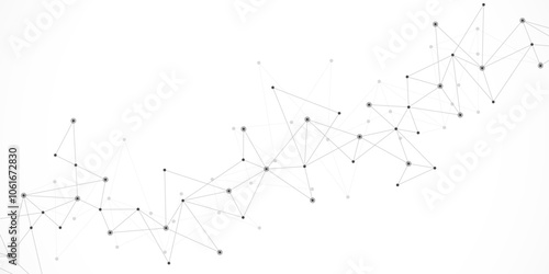 Vector illustration of minimalistic design with connecting the dots and lines. Abstract geometric background of science and technology concept