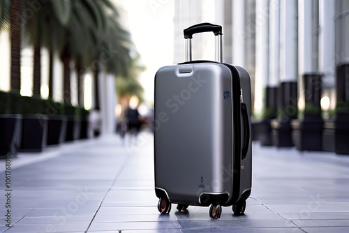 luxe a high end gray smart luggage with a gps tracker and a pers