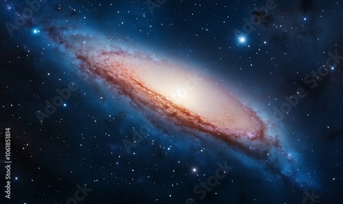 A vibrant spiral galaxy with bright, colorful arms and a central bulge against a dark starry background.