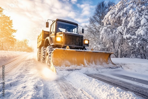 snow removal machine removes snow