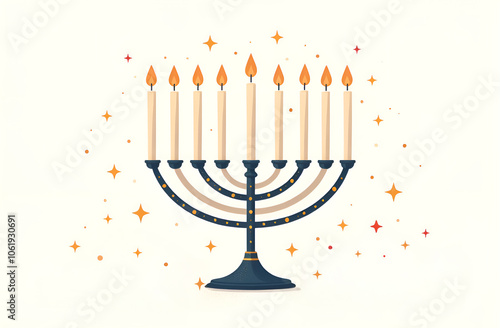 Image of jewish holiday Hanukkah with menorah traditional candelabra and candles