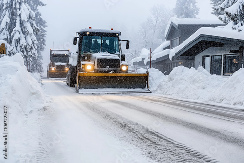 snow plow on snowy roads