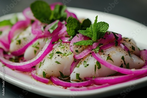 Fresh Fish Dish Beautifully Arranged on a Plate