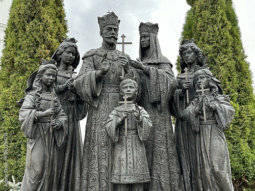 Diveevo Orthodox monastery of Seraphim of Sarov in the autumn of the holy groove. Russia Russia monument to the family of Nicholas II