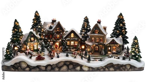 Christmas holiday village with lights