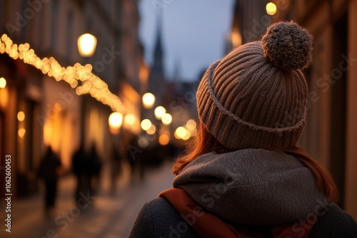 City Street Woman Wearing Hat and Scarf in Soft Focus - Urban Chaos - Fashion and Apparel Industry