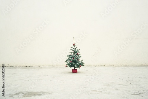 A subtly absurd photo of Christmas, minimalist background