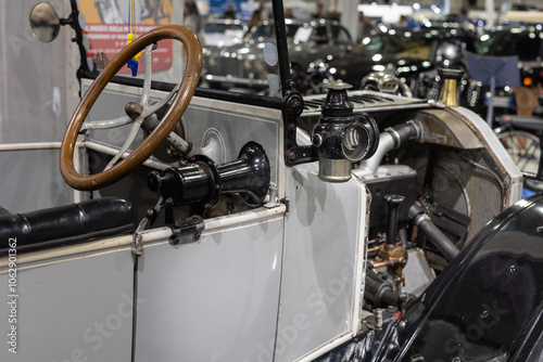 Detail of Hupmobile 32 Touring Vintage Collector Car on exhibition Produced in 1913