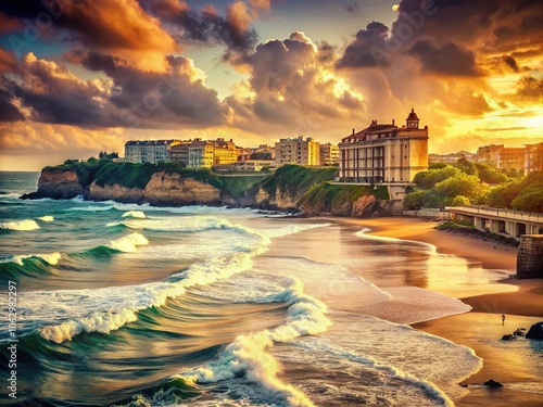 Embrace the vintage allure of Biarritz Bay with nostalgic photos of the French Riviera.