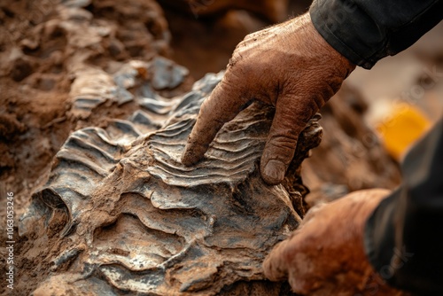 A close examination of ancient fossil textures reveals complex patterns, highlighting the meticulous work of paleontologists and sparking interest in fossilized history.