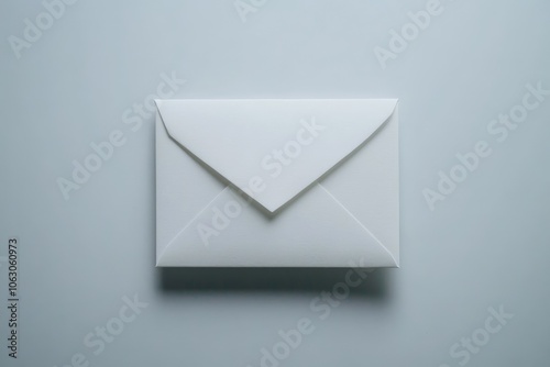 A closed white envelope positioned against a soft gray background, symbolizing mystery and anticipation, and invoking a sense of classic correspondence.