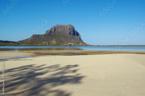 Le Morne Brabant mountain seen from Ile aux Benitier island