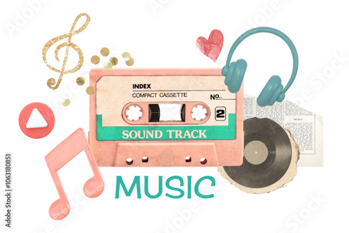 Music png collage element, transparent background