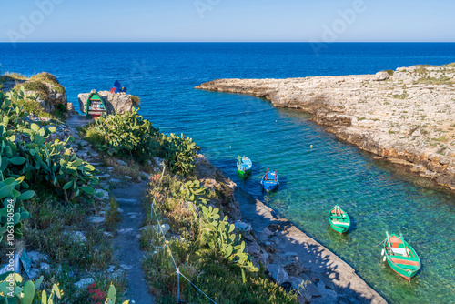 The Port Alga Bay view in Polignano a Mare of Italy